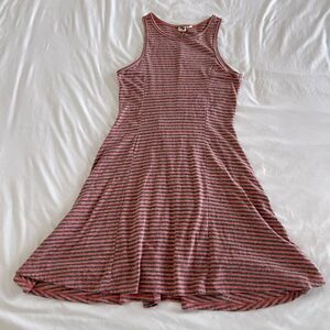 Roxy Pink and Gray Striped Skater Dress